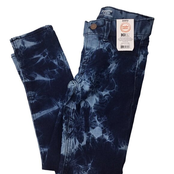 Wonder Nation Jeggings Lot of 2 Denim Stretch Girls S (6-6X) Tie Dye Smiley Face - Picture 3 of 6